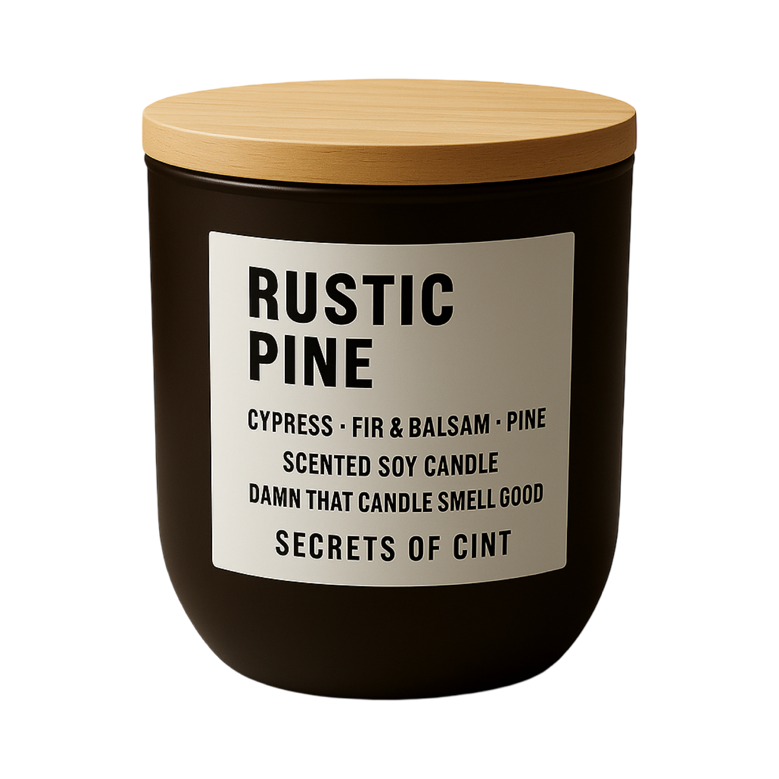 Rustic Pine winter soy candle with pine, cedar, and fir notes for seasonal ambiance