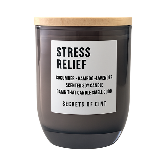 Stress Relief candle with eucalyptus and lavender scent for calming aromatherapy